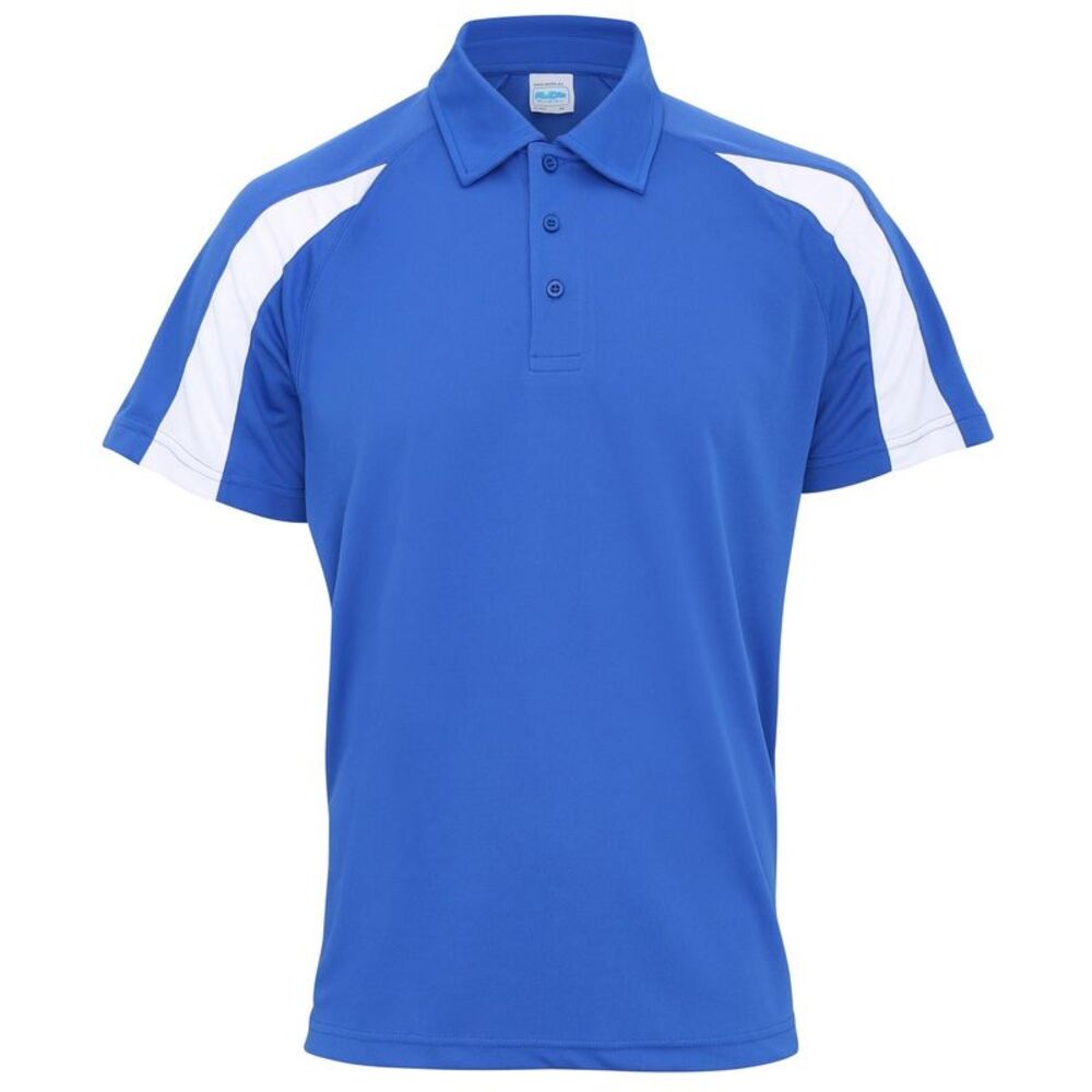 AWDis Just Cool Mens Short Sleeve Contrast Panel Polo Shirt / Royal Blue/Arctic
